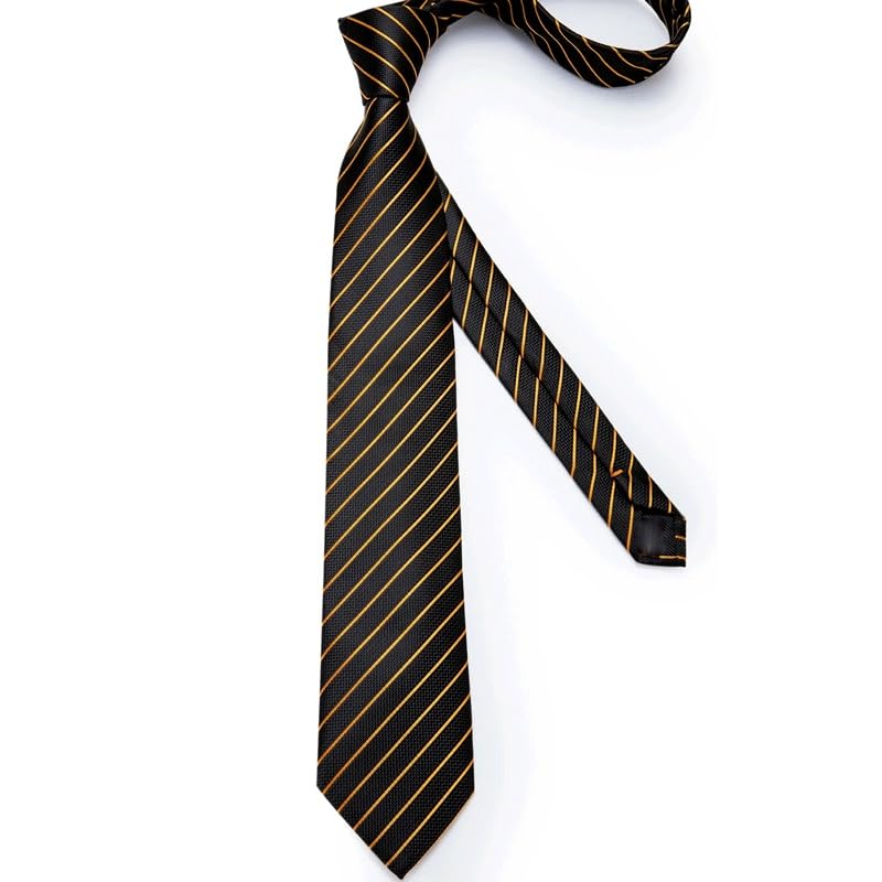 Corbata de rayas negras para hombre de seda miniatura 4