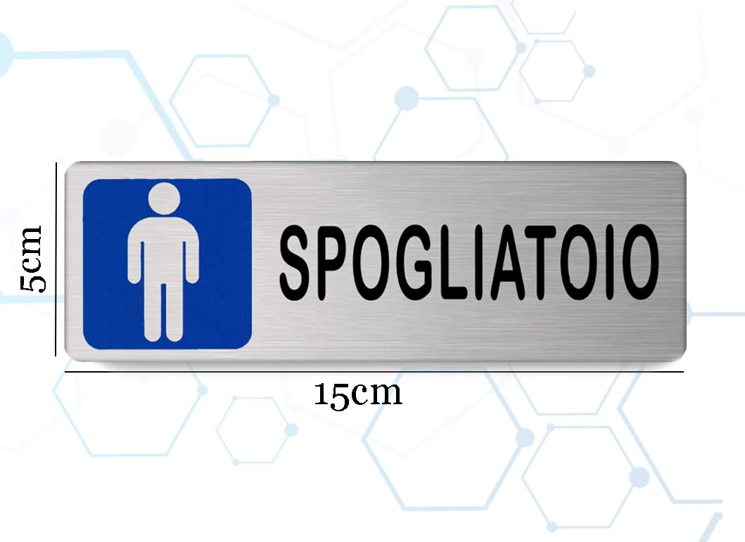 Targa spogliatoio uomo in Alluminio Satinato 150mm x 50mm - Targhette Autoadesive |Stickers, Klebeetikett| Impermeabili Lavabili, Palestre, pub