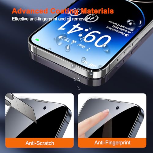 SIBEITU 2-Pack for iPhone 14 Pro Screen Protector, [Auto Alignment Kit] 6.1 Inch HD Clear Tempered Glass Film, Case Friendly Anti Scratch, 9H Hardness Auto Dust Removal Installation Protector