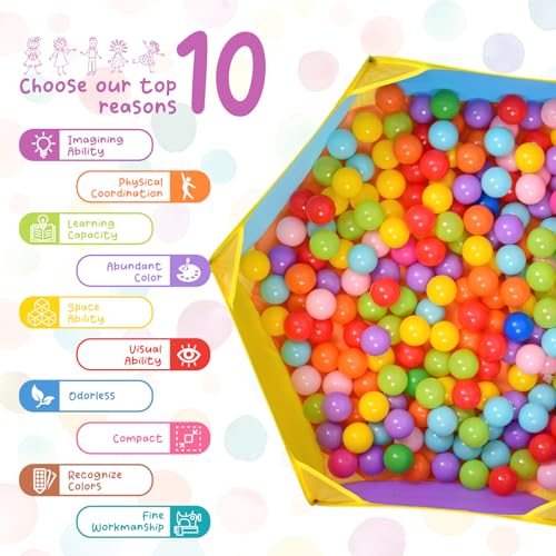 Eocolz Bällebad für Kinder, großes Pop-Up-Ballgäbe für Kleinkinder, Spielhaus, Baby-Laufstall, mit Basketballkorb und Aufbewahrungstasche mit Reißverschluss, 120 cm (Multicolor no mesh)
