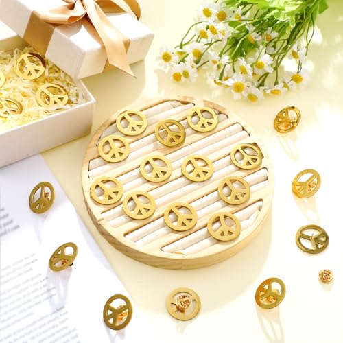 Image of Tondiamo 24 Pcs Peace Brooch and Pins Peace Symbol Lapel Pin Peace Sign Metal Peace Brooch Hippie Brooches for Disco Party