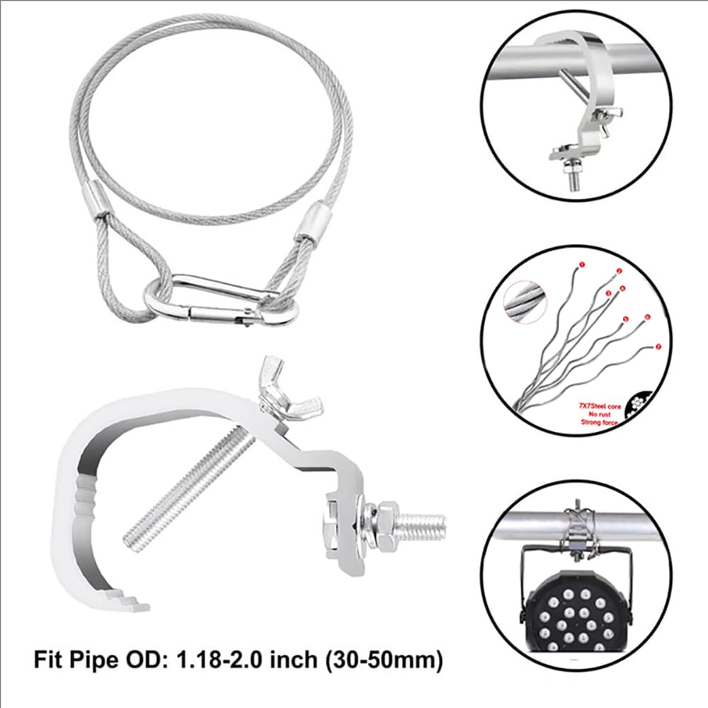 Morsetti per Luci Scena,Morsetto per Traliccio Luci,Truss Clamp Ganci Tralicci Luci,10pcs Truss Morsetto di fissaggio 30-52 mm Con 10 corde 80 mm di lunghezza per Accessori di illuminazione