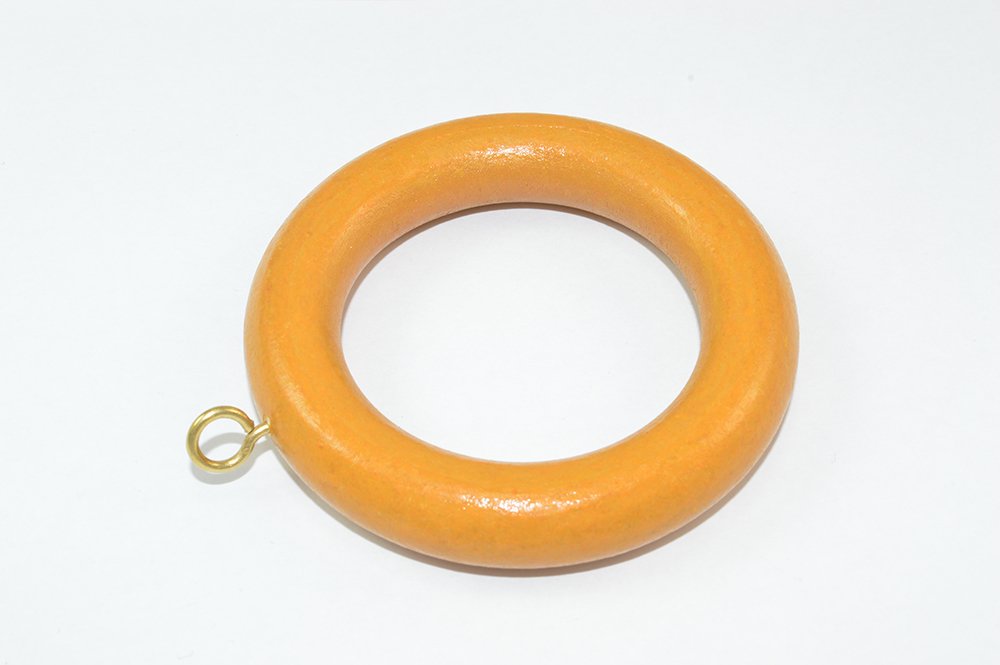 100 x Wooden Curtain Rod Pole Rings with Screw Eye Medium Brown ID 45mm