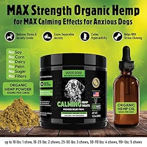Good dog Hemp chews for dogs  max strength organic hemp for max calming and anxiety relief in any stressful situation  120 soft hemp relaxant chews for dogs   cucciolini doodles