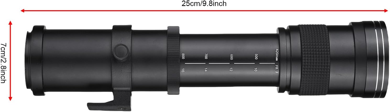 Andoer 420-800mm f/ 8.3 Manual Telephoto Zoom Lens for Canon EOS Rebel SL2 SL1 T3 T3i T4i T5 T5i T6 T6i T6s T7 T7i 4000D 6D 7D 60D 70D 77D 80D 5D II/III/IV 550D 650D