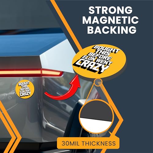 Image of Magnet Me Up I Bought This Before Elon Went Crazy Car Magnet Funny 5 Inch Bumper Magnetic Decal Yellow, Weatherproof, UV-Printed & Durable Elon Musk Car Decoration, Made in USA