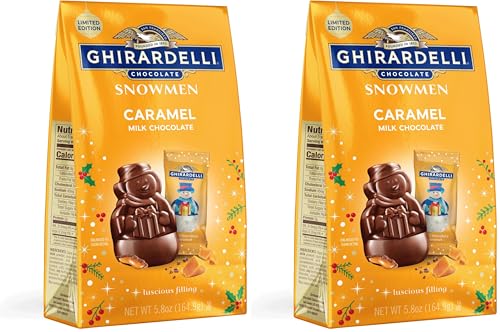 Image of GHIRARDELLI Milk Chocolate Caramel Snowmen, 5.8 Oz Bag (Pack of 2)