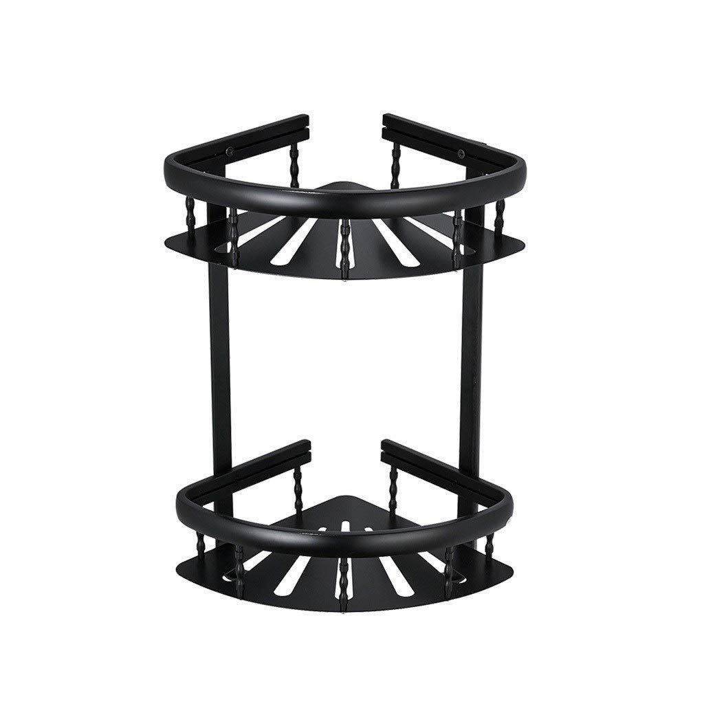 Estante esquinero para baño, Estante esquinero de 2 Niveles, Estante esquinero de Aluminio, Organizador de Ducha, montado en la Pared, Negro