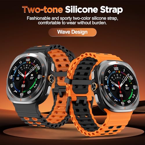 Image of Compatible with Samsung Galaxy Ultra Watch Strap, Double-colored Soft Silicone Galaxy Watch Ultra Strap Adjustable Rugged Sport Bands for Galaxy Ultra Watch 47mm Men Women(NO WATCH)