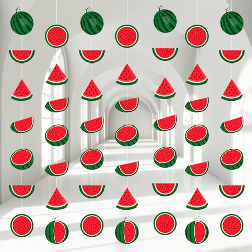 Humyoun 8 Pcs Watermelon Hanging party Decoration Summer Watermelon Garland Banner Fruit Hanging Paper Cutouts Banner for Fruit Themed Birthday Party Baby Showers Decoration Supplies