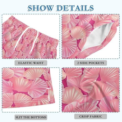 senya Boys Athletic Short Pink Seashells Soft Pants Summer Shorts Bottoms with Pocket2