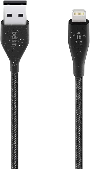 Belkin 10 ft/3 m DuraTek Plus Lightning to USB-A Cable with Strap (Ultra-Strong Charging Cable for iPhone 11, 11 Pro, 11 Pro Max, XS, XS Max, XR, X, 8/8 Plus, Lightning to USB Cable), Black