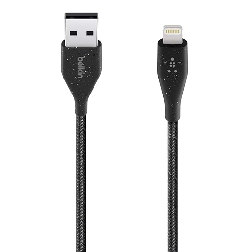 Belkin 4 ft/1.2 m DuraTek Plus Lightning to USB-A Cable with Strap (Ultra-Strong Charging Cable for iPhone 11, 11 Pro, 11 Pro Max, XS, XS Max, XR, X, 8/8 Plus, Black