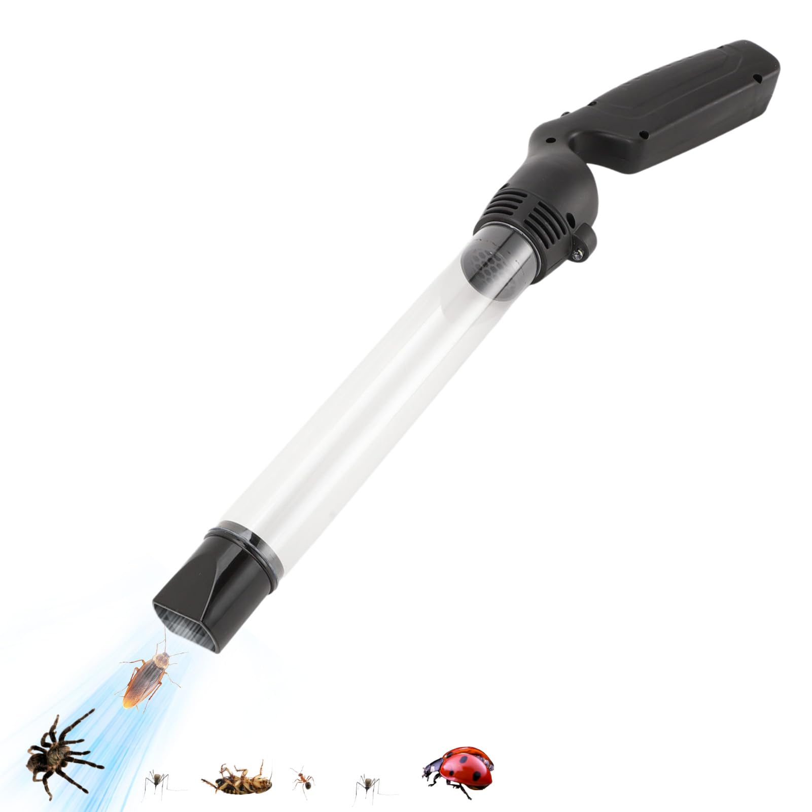HERCHR Cattura Insetti, Forte Aspirazione Manico Lungo del PC Trasparente a Batteria Alimentata a Ragno Grabber con Luce a LED per Scarabei, Scarafaggi, Cimici, Moth