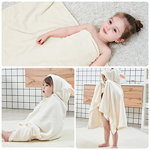 Image of ROMASA Baby Bath Towel Ultra Soft Hooded Towel Highly Absorbent Bathrobe Blanket Toddlers Shower Gifts for Boys Girls-27.5 inch x 55 inch (White)