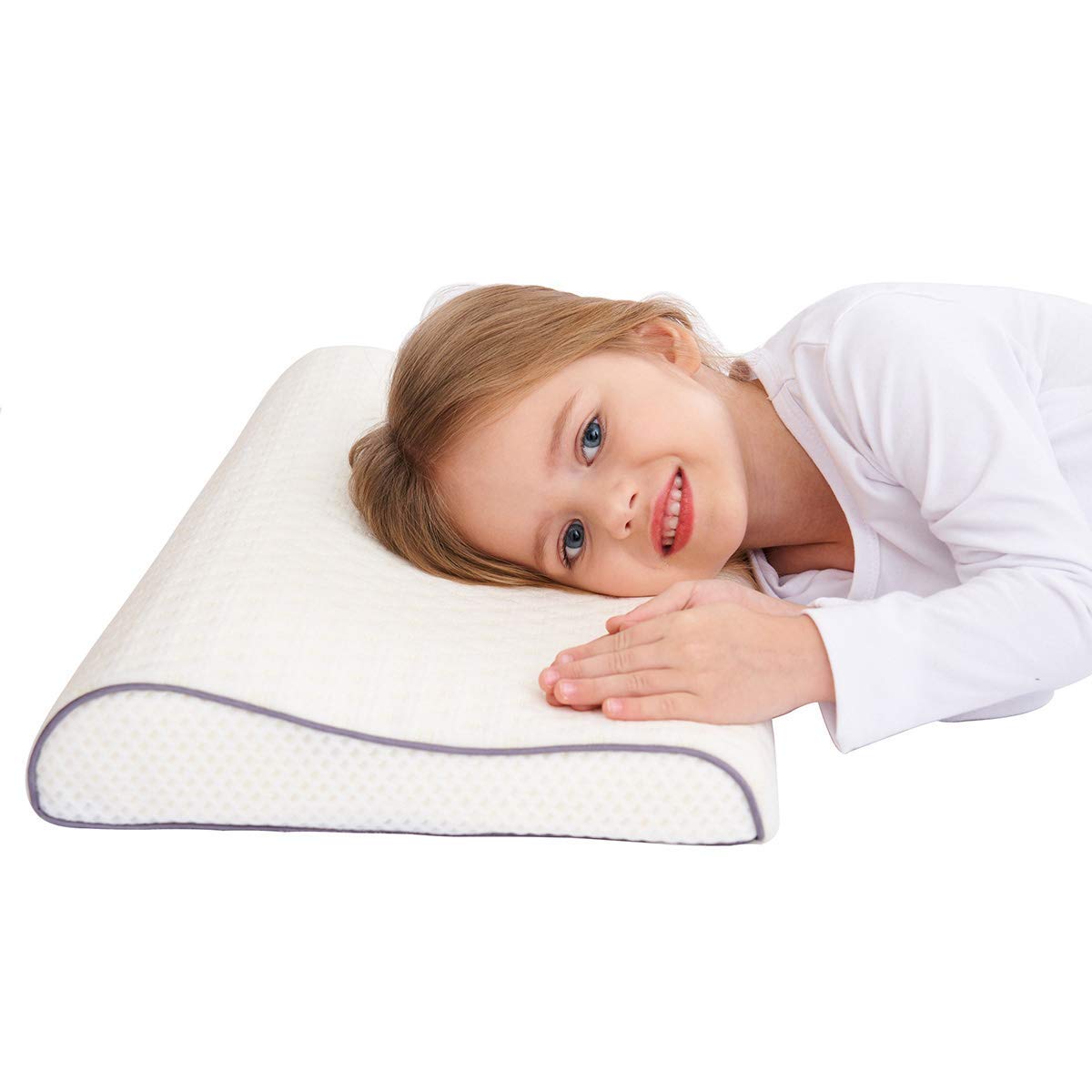 Coussin pour enfant 50 x 31 cm en mousse à mémoire de forme, coussin ergonomique pour enfant, 2 hauteurs de 4 à 6 cm, respirant, housse lavable, certifié Oeko-TEX, hypoallergénique, 3 à 10 ans