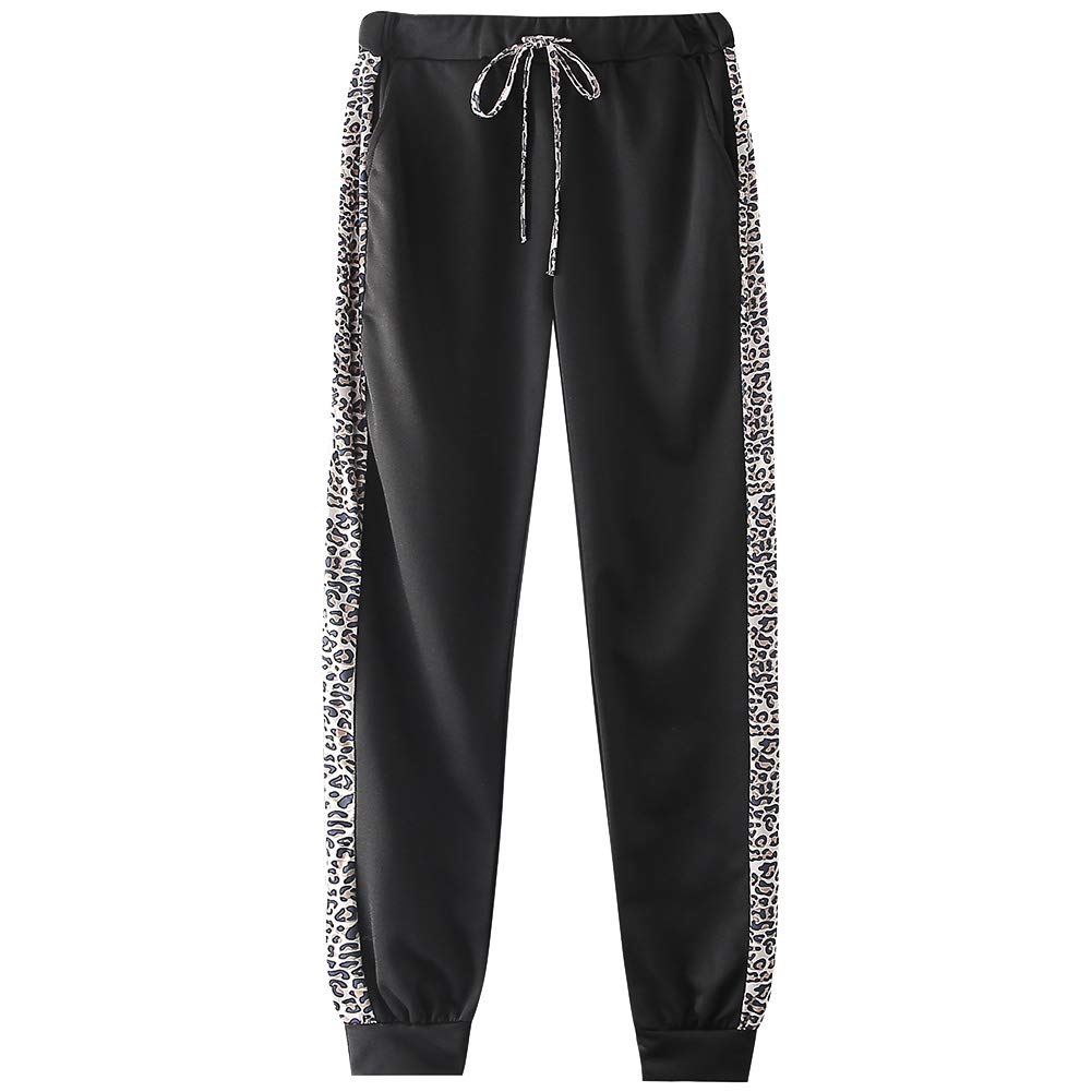 amropi Mujer Leopardo Conjunto de Ropa Chandal con Capucha Tops y Pantalones Deportivos Señoras 2 Piezas Set