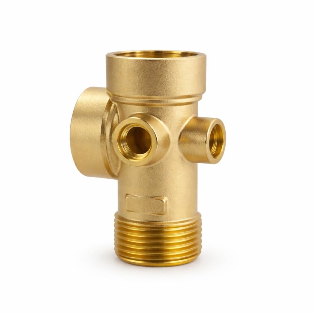 KISAN 5 Way SS Connector Heavy-Duty Solid Brass Pressure Tank Tee Connector |1" Male/Female Ports for Water Well Pump Systems | Pressure Gauges & Switches (Golden, Brass)-image-8