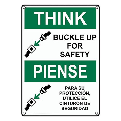 Amazon.com: Weatherproof Plastic Vertical OSHA Think Buckle Up for ...