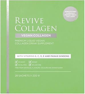 Revive Collagen 2500mg Plant Based Vegan Collagen with Added Vitamin B, C, D & E, Improved Skin, Hair & Nails | Raspberry Flavour | (28 x Days (Eco))