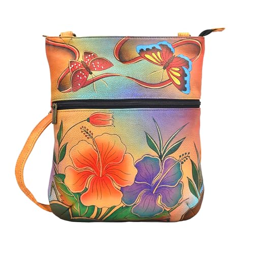Anna by Anuschka Women's Hand-Painted Genuine Leather Slim Cross Shoulder Bag