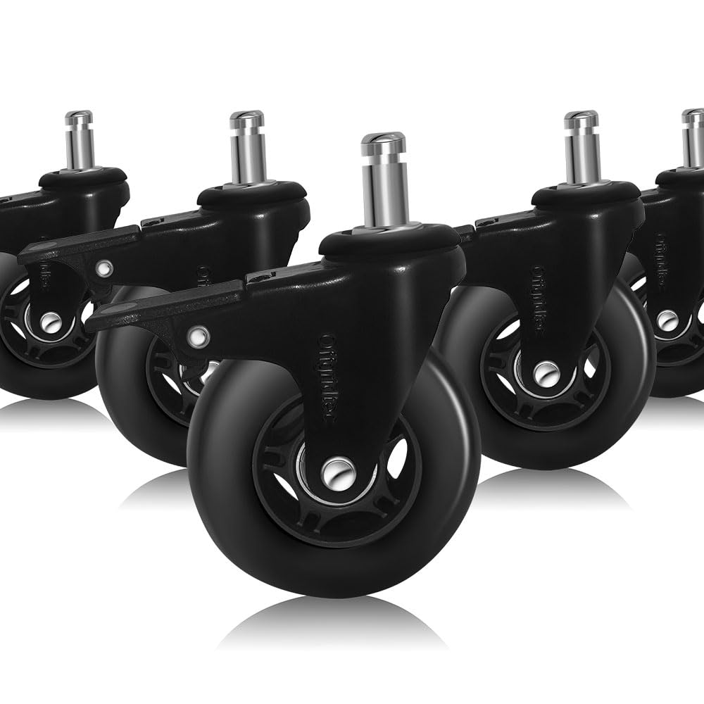 Offgridtec Juego de 5 Ruedas de Oficina con Freno para Moqueta y Parquet, Silla de Alto Rendimiento y Protección