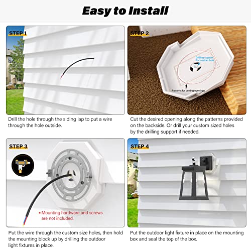 Vinyl Siding Mounting Blocks, Siding Mounting Kit, 130110006001 Octagon Mounting Block, Siding Mounting Plate For 1/2 Inch Lap Double And 4 Inch Height Siding, White #TOP3