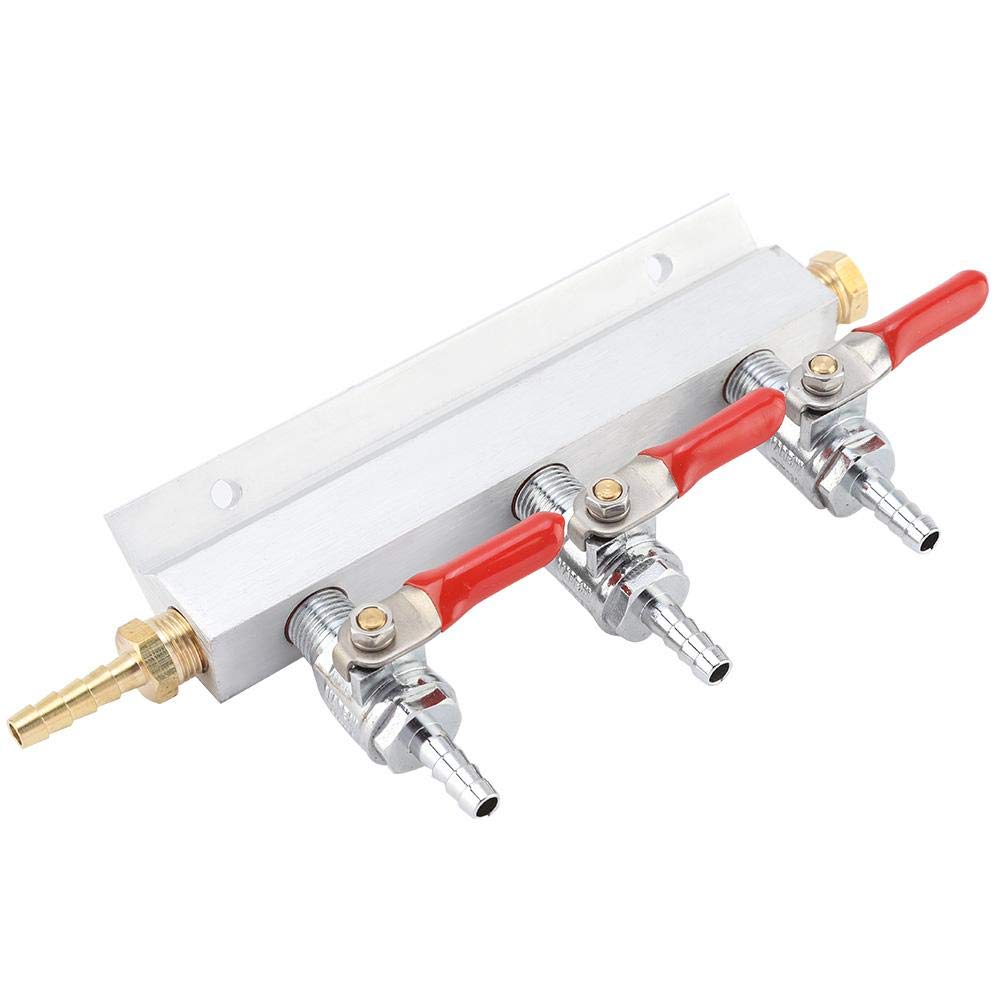 3 Way CO2 Gas Manifold Distribution Block Splitter for Home Brewing Draft Beer Dispenser Barrel Keg