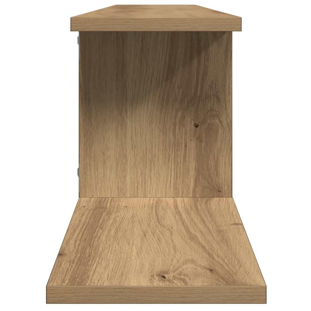 TV-Wandregal Artisan-Eiche 125x18x23 cm Schweberegal Holzwerkstoff Hängeregal für Wohnzimmer TV Board hängend Wandboard für DVD-Player Konsolen Zubehör Belastbar bis 40kg