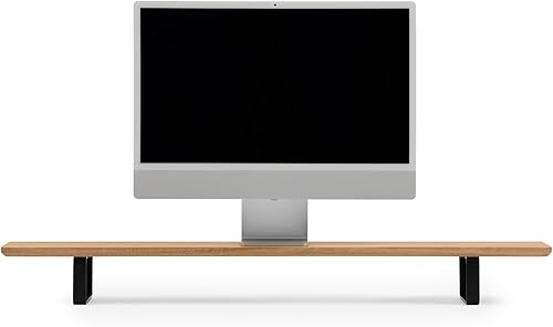 Miniatura 4 de Oakywood Soporte doble para monitor, hecho a mano en la UE, elevador de madera natural, accesorios para portátiles, capacidad de 220 libras, 41.3 x