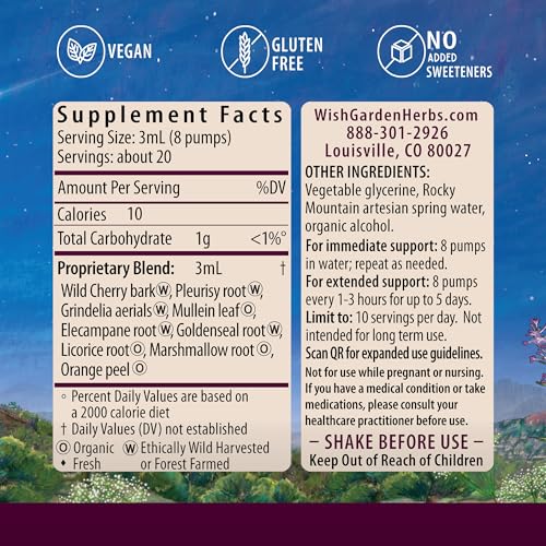 WishGarden Herbs Serious Cough Soothing & Quieting - Fast-Acting Herbal Cough Suppressant for Adults, Dry Cough Relief and Cough Expectorant, Soothes Throat Irritation and Chest Decongestant, 2oz