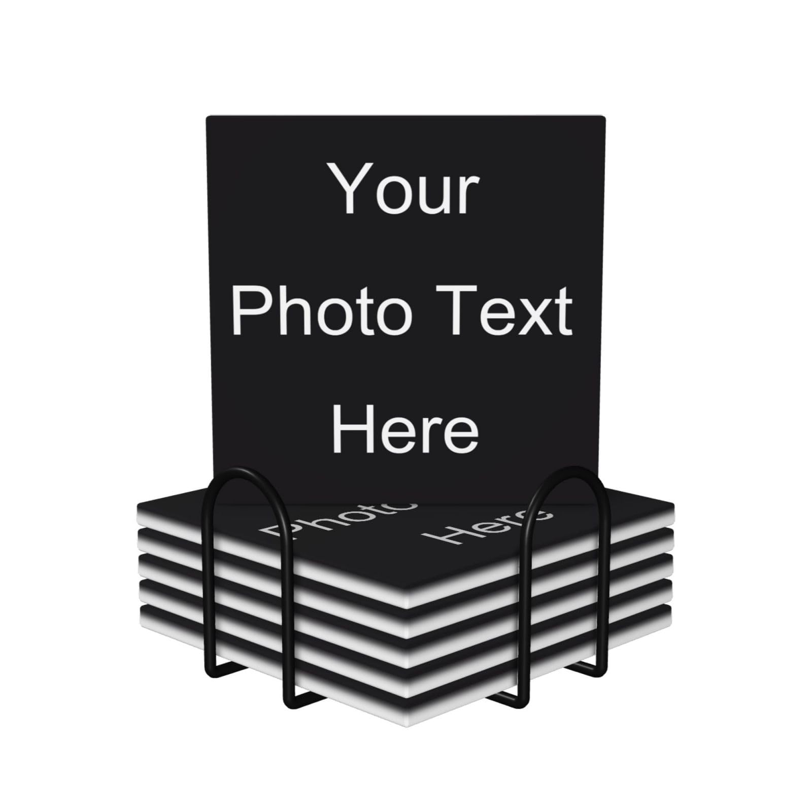 Juego de Posavasos de cerámica Personalizados Posavasos Personalizados con su Propia Imagen y Texto temático para Navidad, Día de la Madre, Aniversario, Día de San Valentín Juego de 6