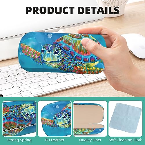 Image of Hard Shell Eyeglasses Case, Travel Portable Protective Glasses Cover Box for Men and Women with Cleaning Cloth