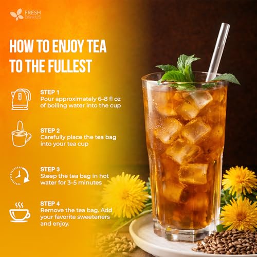 Image of FreshDrinkUS, Premium Dandelion Milk Thistle Herbal Tea | 135 Tea Bags | Herbal Blend with Dandelion Root & Milk Thistle Seed - Clean Plant-Based Daily Tea, Naturally Caffeine Free. Sugar Free. Vegan