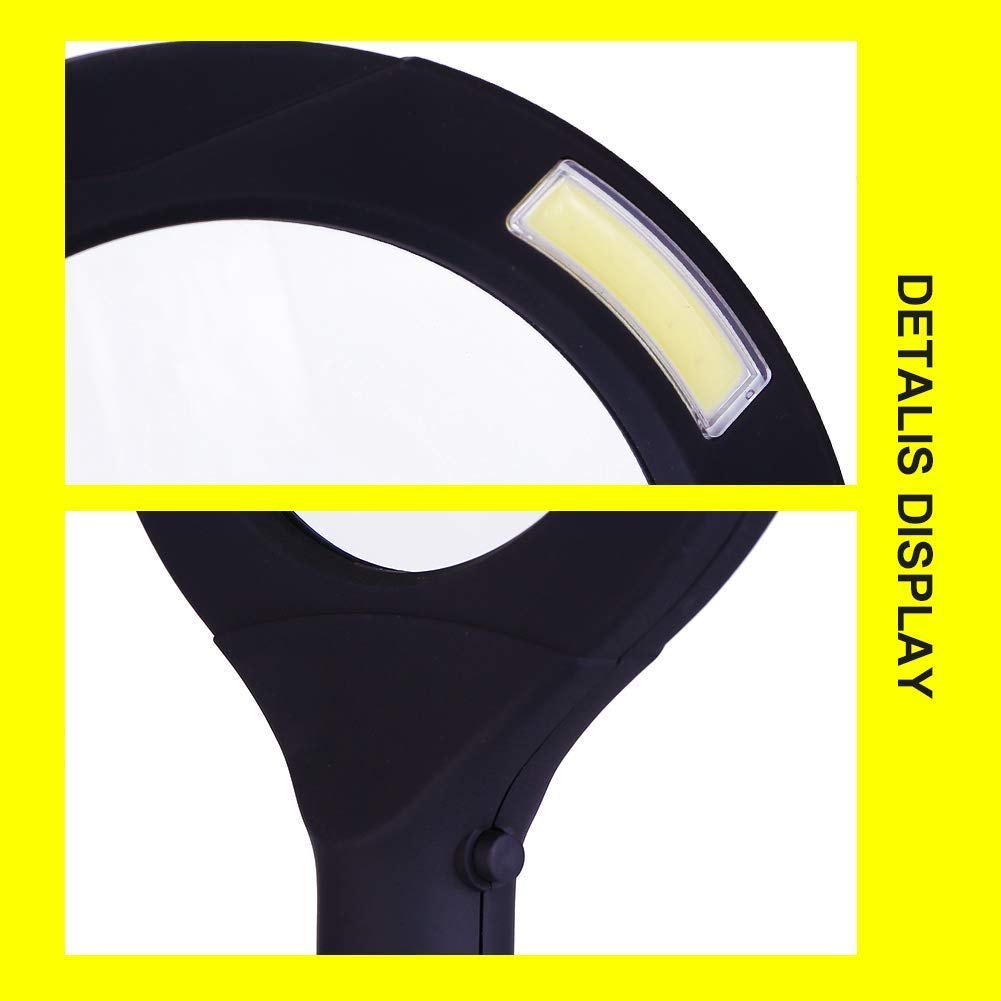 3-Fach beleuchtete Handlupe mit ultraheller COB-LED-Beleuchtung für Schmuck, Münzen, Hobbys, Lesen, Beobachten, Basteln und mehr.