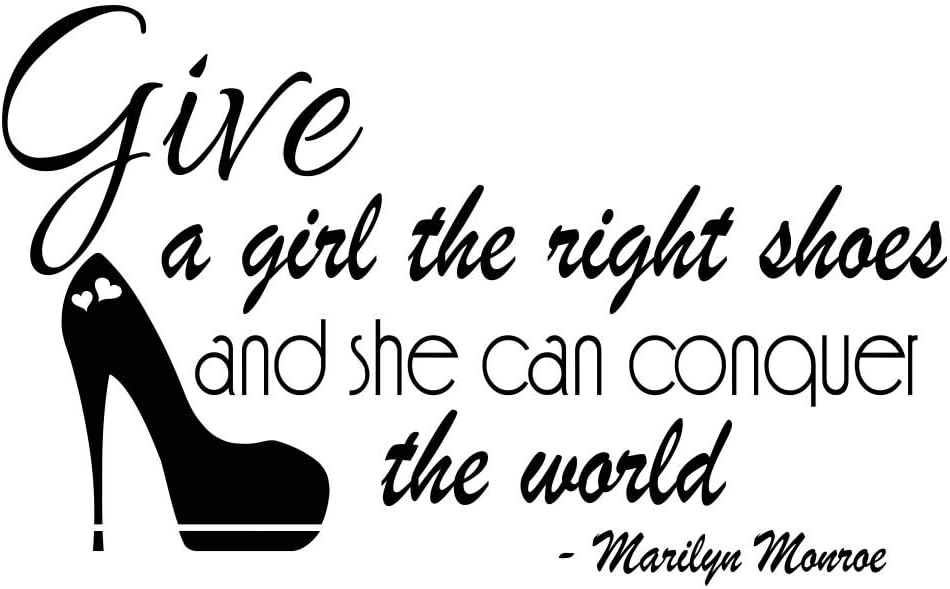 Give a Girl The Right Shoes 23 X 14 Vinyl Wall Quote Decal Sticker Art Cute Girl Smile Hepburn Decor Motivational Inspirational Lettering