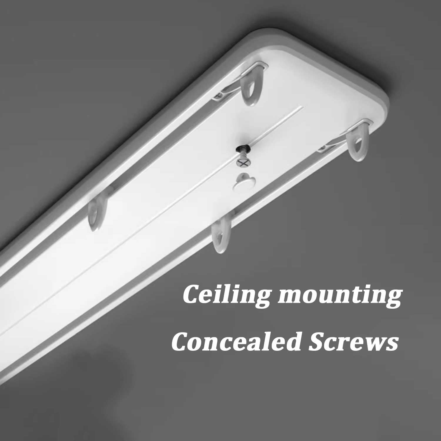 Heavy-Duty Double Curtain Rods Track Set, 1.5m (4.9ft) Ceiling-Mounted Double Row Curtain Rails for Living Room, Bedroom, and Hospital Room Dividers