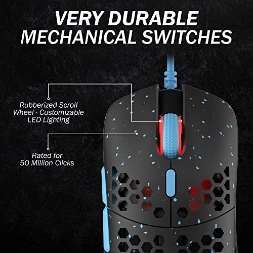 Souris de jeu nid d'abeille 12000 ppp avec 6 boutons programmables Mira S