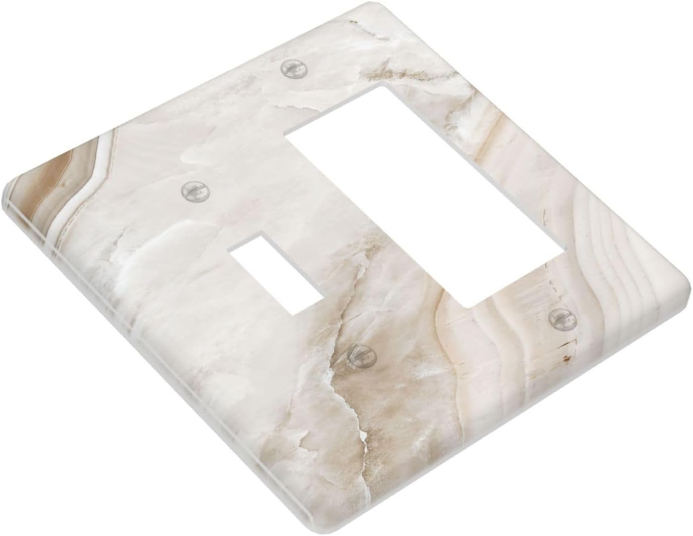 Outlet Covers Beige Marble Pattern 1 Toggle 1 Rocker Combination Decorative Wall Plate Light Switch Cover Plate Electrical Switch Plates for living Room Bedroom Decor