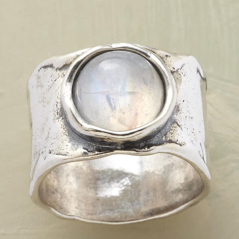 Bague vintage argent 925 pierre de lune bohème à offrir pour homme
