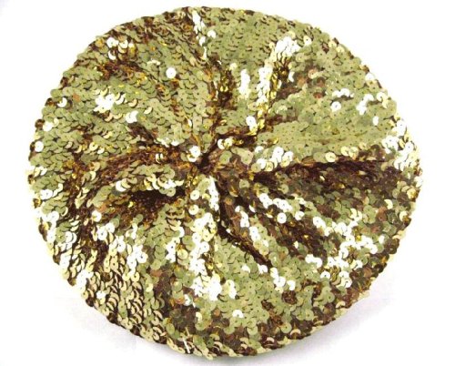 Nyfashion101 Sparkle Stretchable Stylish Lightweight Sequin Beret Beanie Hat, Gold #TOP30