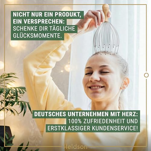 HELDSON® Kopfmassage Spinne - FSC®100% - Kopfmassagegerät - Muttertagsgeschenk - Kopfmassage & Haarmassage - Kopfmassagegerät - Kopfkratzer - Muttertag Geschenk für Frauen, Männer & Senioren
