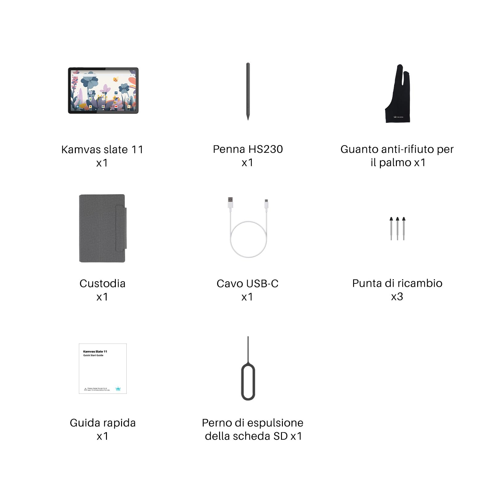 HUION Kamvas Slate 11 Tavoletta Grafica con Schermo 10.95" Autonoma, Android 14, 8GB+128GB, WiFi, Penna con Inclinazione 60°, 90Hz, 8000mAh, Per Disegnare, Creare e Lavorare