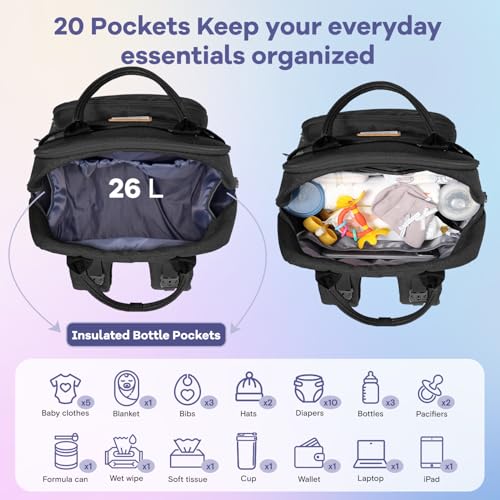 Ruvalino 1688 Diaper Bag Backpack - All-In-One Travel Backpack For Girl, Baby Bag For Moms, Multifunction Waterproof Backpack With Changing Pad, Stroller Strap thumb #4