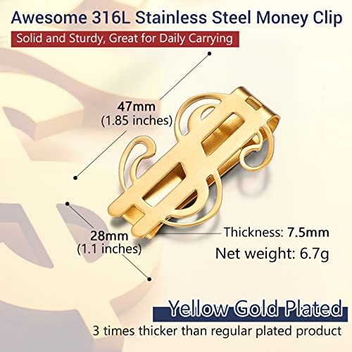 PROSTEEL Mens Minimalist Money Clip for Credit Cards, Stainless Steel Dollar Sign Money Clips Credit Card Holder Wallet3