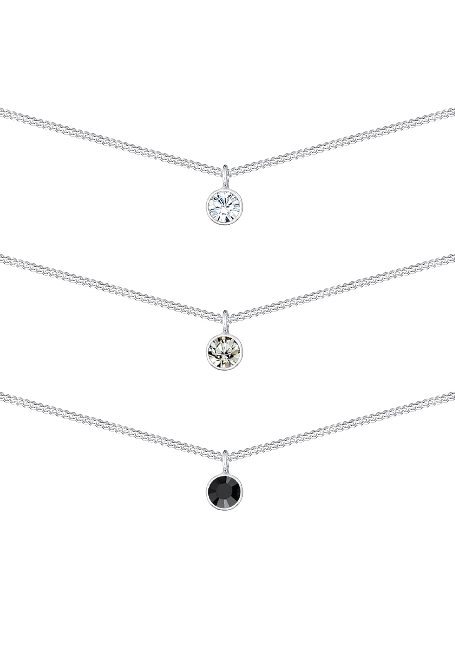 Elli Collana da Donna, Strato Choker Layer con Cristalli, in Argento 925 Placcato Oro Rosa