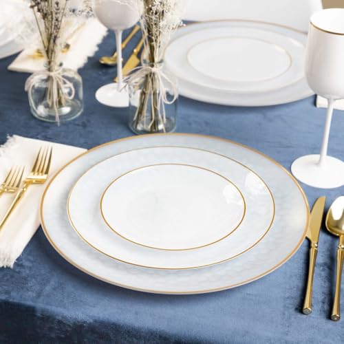Organic Hammered Transparent White and Gold Rim Collection, Case of 120 (12 packs x 10) by Bluesky Trading - Image 3