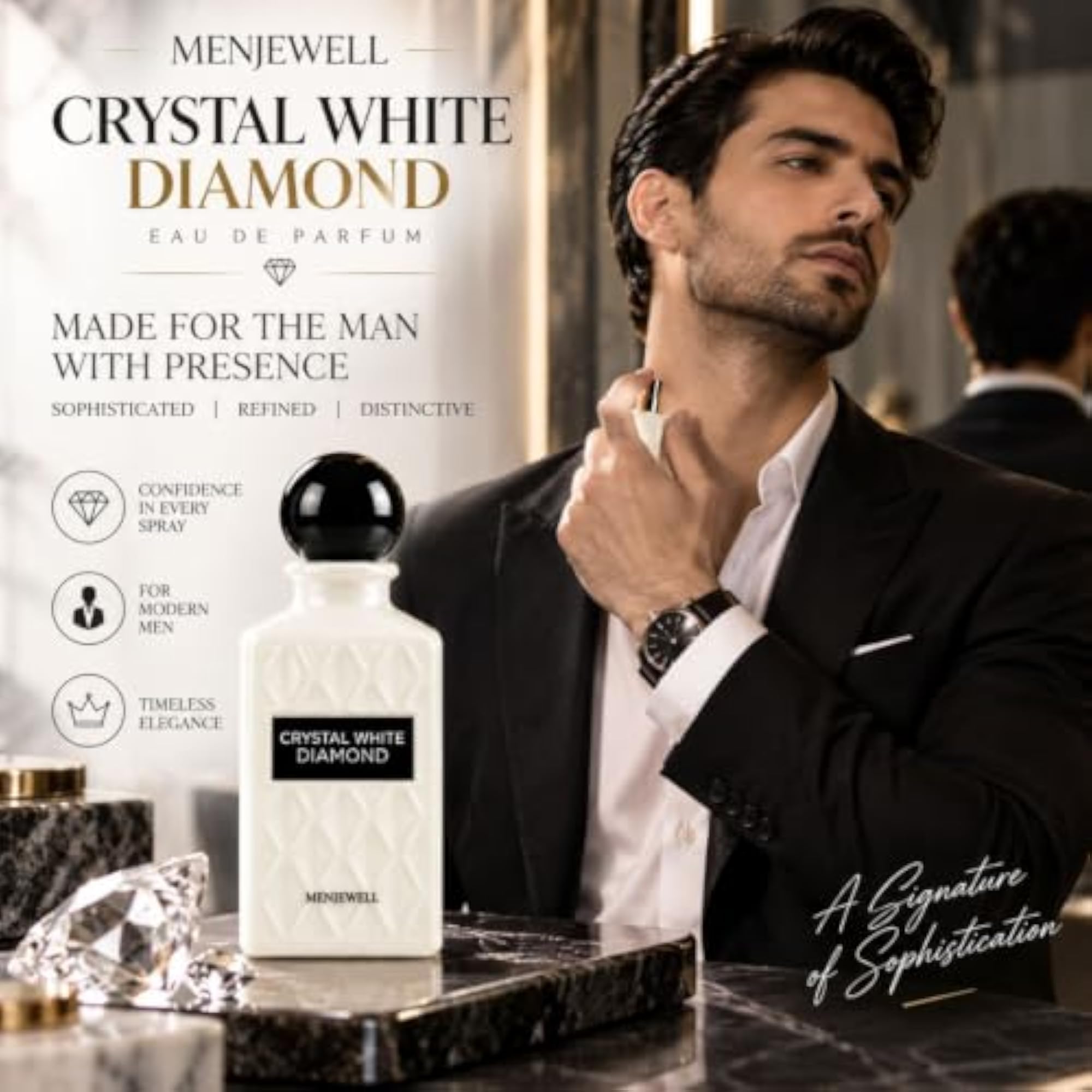 Crystal White Diamond EDP 100ml, Fresh Floral Woody Perfume