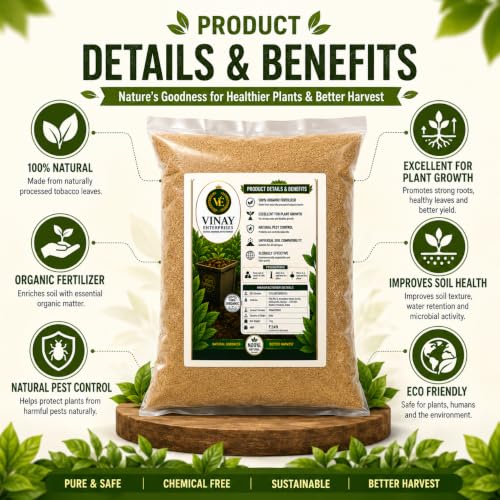 Image of Vinay Enterprises Tobacco Dust Organic Fertilizer for Plants | 100% Natural Soil Conditioner | Improves Soil Health & Root Growth | 1 kg