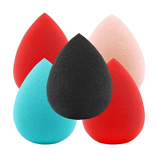 Image of SUAKE Beauty Blender Sponge for Face Makeup - Soft, Latex-Free Makeup Sponge Puff for All Skin Types - Reusable Sponge for Foundation, Concealer & Cream (Single Colour, Pack of 5)